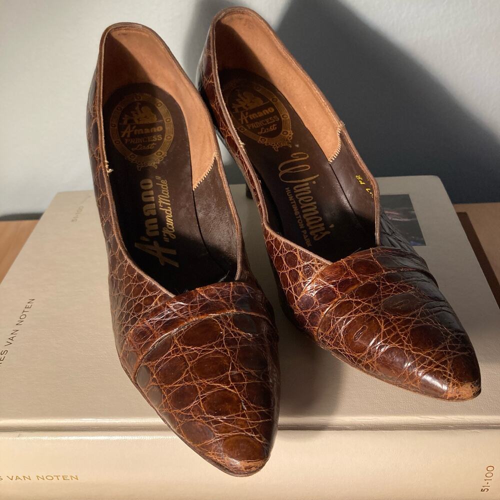 Vintage Amano Weinman's 1950/60s Handmade Crocodile Pumps Exquisite ~ Sz 8